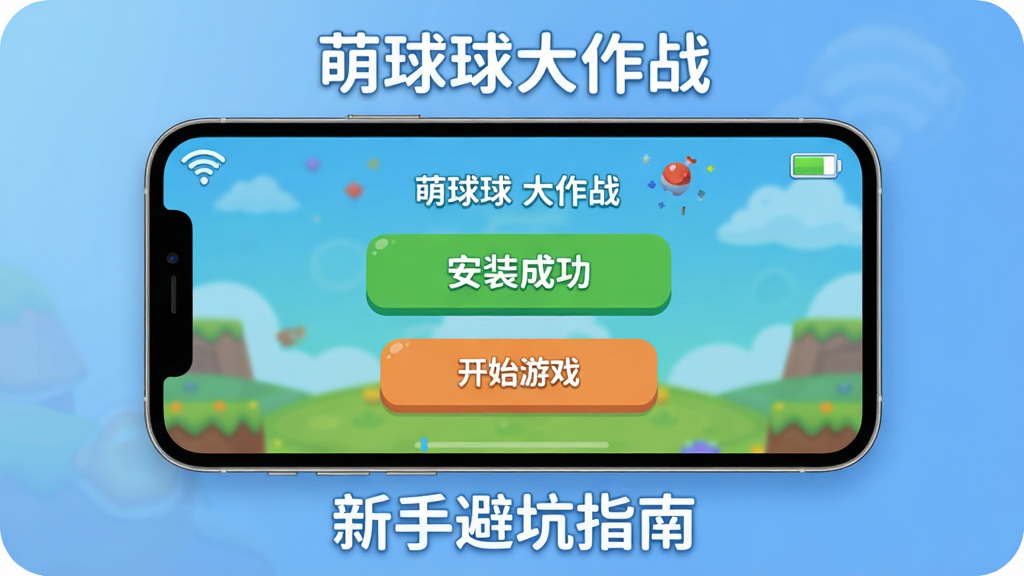 ���壺�ֻ���Ļ��չʾ�����������ս����Ϸ��װ��������ʾ�Ļ��棬��Ļ���С���װ�ɹ����͡���ʼ��Ϸ����ť���Ա���Wi-Fi�ź�ͼ��͵�ص���ͼ�ꡣ���֣��ֻ��������У���Χ����͵���ɫ���䱳�����·��С����ֱܿ�ָ�ϡ����֣��Ϸ��С����������ս���������Ű棺���ּ�����ˣ���ť��Ŀ��������ɾ���ˬ����񣺱�ƽ��UI��ƣ�ɫ�����죬ϸ�ھ��¡����ʣ������Ҹɾ����޶���Ԫ�ء�