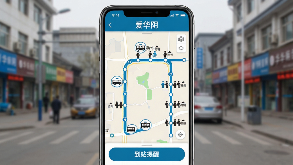 ���壺�ֻ���Ļ��ʾ��������������ʵʱ��ѯ���棬��ͼ����ʾ��������λ�ú�վ�㡣���֣��ֻ�λ�ڻ������룬����Ϊģ���Ļ��������ֵ�����ͼռ����Ļ�󲿷������Ű棺��ͼ�ϱ��й�����·��ź�վ�����ƣ��ײ��С���վ���ѡ���ť����񣺽�ͨ��񣬵�ͼɫ����������·����ɫ������ע��ϸ�ڣ���ͼ����С������ͼ�����ƶ���վ���г˿�ͼ�꣬��Ļ�����С������������֡����ʣ����壬�ɾ����޶���Ԫ�ء�