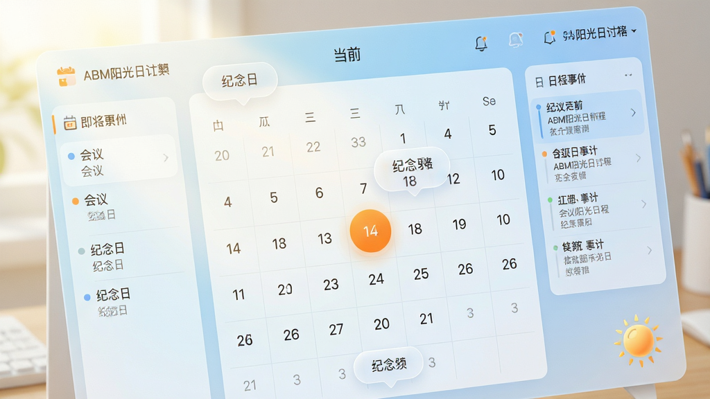 ���壺���������ϵ�ABM����������������д����������Ϊͨ͸��ǳ���׽���ɫ������ͬһ���������������ϡ����֣������������ǵ�ǰ�·ݵ��������񣬵�����������Ŀ�ĳ�ɫԲ�θ�����ǣ������չʾ�����������ճ��¼��б����Ű棺����Ԫ���������룬������������������ͼ���ࡣ��񣺱�ƽ����ƣ���Ӱ��ͣ�Ӫ�����ů����Ч���ִ��ķ�Χ��ϸ�ڣ������������ż�����͸�����������ݣ�������д�š����顱�������ա����������������½���һ�����µ�̫��ͼ�ꡣ���ʣ�8K��������Ⱦ������ɾ����޶���Ԫ�أ��۽�����������ľ���ϸ�ڡ�