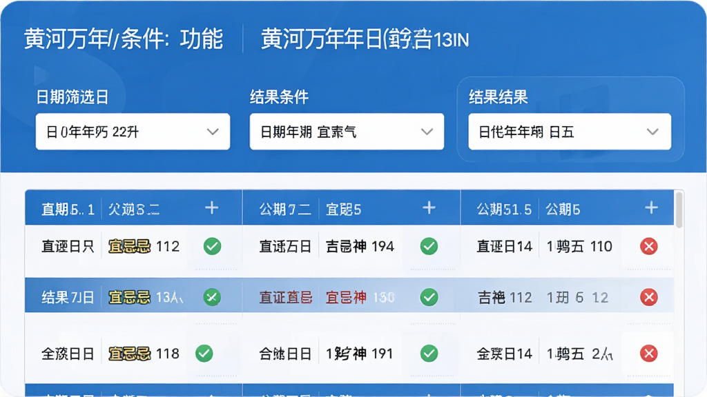 ���壺�ƺ������������չ��ܽ��棬��ʾ����ɸѡ�����ͽ���б������֣��Ϸ�Ϊɸѡ�������·�Ϊ����б���ÿ������������ڡ��˼ɡ������Ű棺����ֱ�ۣ���������Լ��������ɫ��ϸ�ڣ�������������������ɫ�Թ���ǣ������ϵ��ú�ɫ��ţ����ʣ����壬�ɾ����޶���Ԫ��