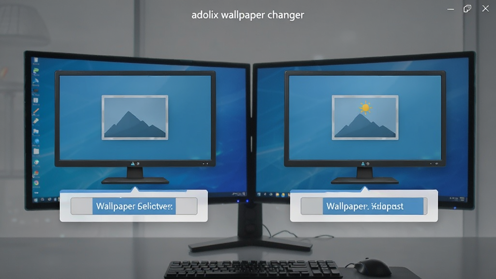 һ��չʾadolix wallpaper changer����ʾ�����õĽ����ͼ����������ʾ������ʾ��ͼ�꣬ÿ��ͼ���·��ж����ı�ֽѡ��ť������Ϊ˫�����棬����ִ�����������