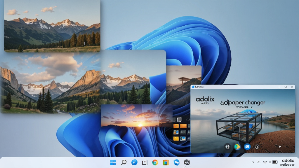 һ��չʾadolix wallpaper changer��Windows 11���������е�ʵ��ͼ��������ʾ���ŷ羰��ֽ�ֻ����������������������½ǣ������������ɼ������廭����ʵ��Ȼ������ϸ��