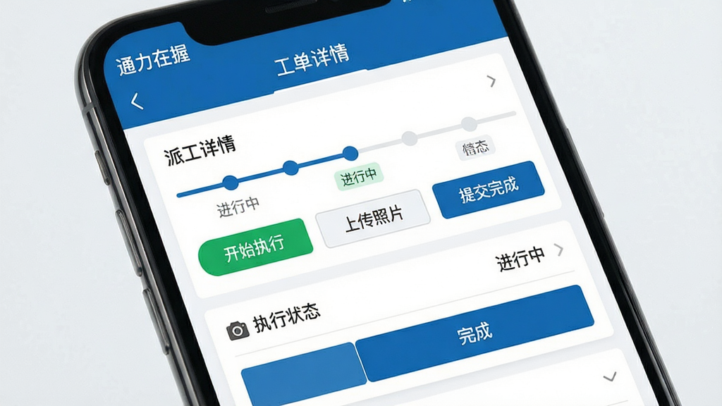 ���壺ͨ������APP�����������棬��ʾ�ɹ������顢ִ��״̬����ɰ�ť�����֣��ֻ���Ļ��д��������Ϣ���ϵ������У��в������Ͳ�����ť���Ű棺�������б�ʽ���֣��ؼ���Ϣ������ʾ���������������ɫ�����רҵ��ϸ�ڣ���Ļ�Ϸ���ʾ��ͨ�����ա��͡��������顱���С���ʼִ�С������ϴ���Ƭ�������ύ��ɡ���ť��״̬��ǩΪ�������С������ʣ����壬�ɾ����޶���Ԫ�ء�