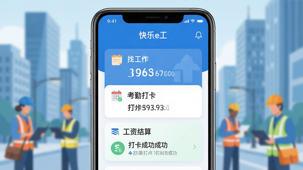 ��������Ϊһ�������ֻ���Ļ����ʾ������e����App�����棬��������չʾ���ҹ����������ڴ򿨡������ʽ��㡱�������Ĺ��ܿ�Ƭ������Ϊ�黯�ĳ��н�����æµ���Ͷ�����Ӱ�����岼�־��жԳƣ�ɫ������ɫ�Ͱ�ɫΪ������ƽ����Ʒ��ϸ�ڰ��������ϵĹ���������򿨳ɹ���ʾ�����ʸ��壬�ɾ��������޶���Ԫ��