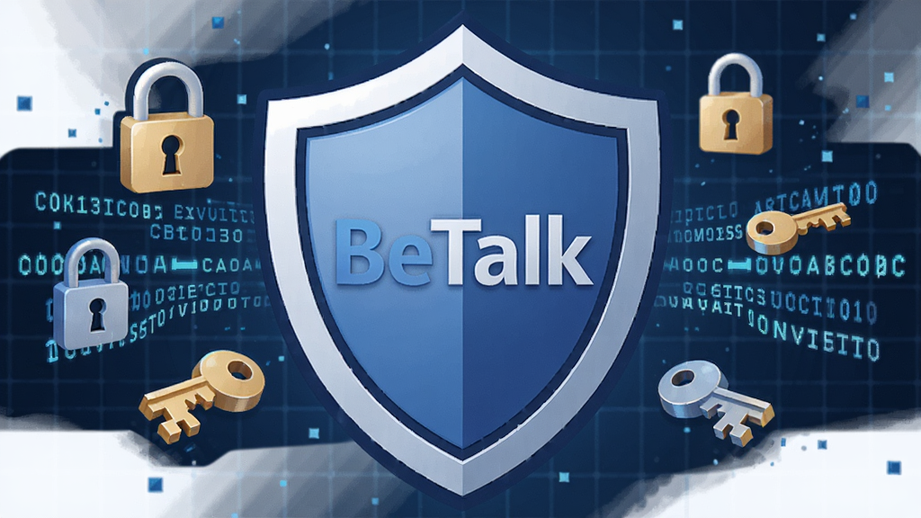 һ��չʾBeTalk��ȫ���ܹ��ܵĲ廭������������һ���޴�Ķ���ͼ�꣬�����Ͽ��С�BeTalk����������Χ��������ͷ����Կ�ͼ���������������Ϊ����ɫ�Ƽ�������������ƫ����Ƽ����ɾ����࣬�����������޶���Ԫ�ء�