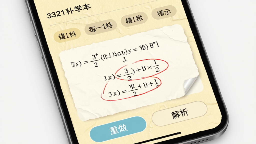 չʾ��3321��ѧ��APP�Ĵ��Ȿ���棬�����Ե���ɫֽ������Ϊ�������Ϸ��г������Ŀ��ǩ���м�չʾһ�����к�ɫ��ע����ѧ�⣬�·��С�����������������ť���������Լ���£�ֽ���ʸ�ͻ��������ϸ�壬�ɾ��޶���Ԫ�ء�