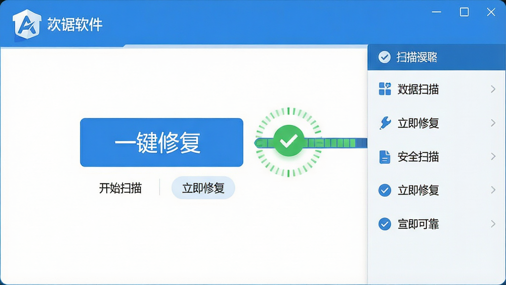 ���壺����������Ľ�ͼ���չʾ������������һ����Ŀ�ġ�һ���޸�����ť����ť����ɨ������������֣����Ϸ�Ϊ����Logo���Ҳ�Ϊ�����б����Ű棺����������������ť�·���ע����ʼɨ�衱�͡������޸�������񣺱�ƽ����ƣ�������ɫ����ϸ�ڣ�ɨ���������ʾ��ɫ�Թ�������������ȫ�ɿ������ʣ����塢�ɾ����޶���Ԫ�ء�