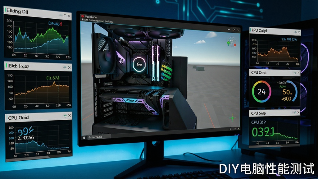һ��չʾDIY�������ܲ����������л�׼���ԵĶ�̬���棬��Ļ������ʾ3Dͼ����Ⱦ��������Χ��ʵʱ���µ���������ͼ��������֡�����ߡ��¶ȱ仯��CPUռ���ʵȣ��������½����������ơ�DIY�������ܲ��ԡ�ˮӡ������������Ƽ��У����ʸ�������