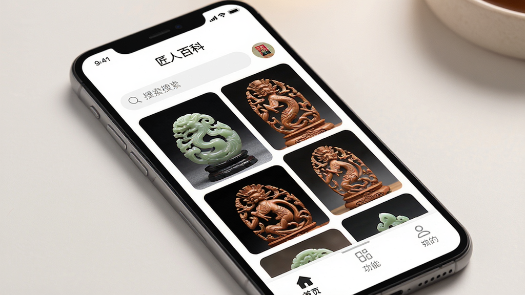 ����Ϊһ��������Ļ�������ֻ�����Ļ��չʾ�����˰ٿơ�APP���棬���沼���������Ϸ������������м�Ϊ���������ľ��ȹ�����ƷͼƬ�ٲ������·��ǹ��ܵ������������Ű�ɾ���࣬����ִ��Ҿ����й��Ļ���ζ��ϸ�ڴ�����APP��ͼ�Ĳ�ï��������ʽ�����ʸ��壬������ͣ�ͻ����Ļ���ݣ��޶���Ԫ��