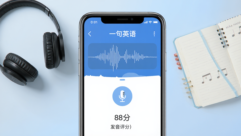 һ��Ӣ��APP�ĸ�����������չʾͼ������Ϊ�ֻ���Ļ��ʾ�������������ֽ��棬����������˷�ͼ��ͷ����÷�88�֣�����Ϊ����ɫ���䣬����һֻ������һ���ʼǱ������־��У���������죬ϸ�����������ʸɾ����޶���Ԫ�أ�ͼƬ�����ֱ�ע
