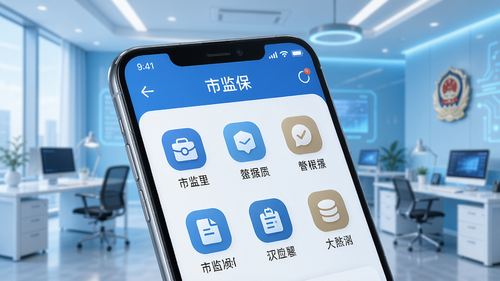 ��������Ϊһ���������С��мౣ��App�İ�׿�ֻ���д����Ļ��ʾ�����湦��ͼ�꣬����Ϊ�ִ��칫������ǳ��ɫ�����Ƽ�����Ȩ���в��أ��������࣬ͼ��������ϸ�ڷḻ��������Ⱦ�����ʸɾ��޶���Ԫ��