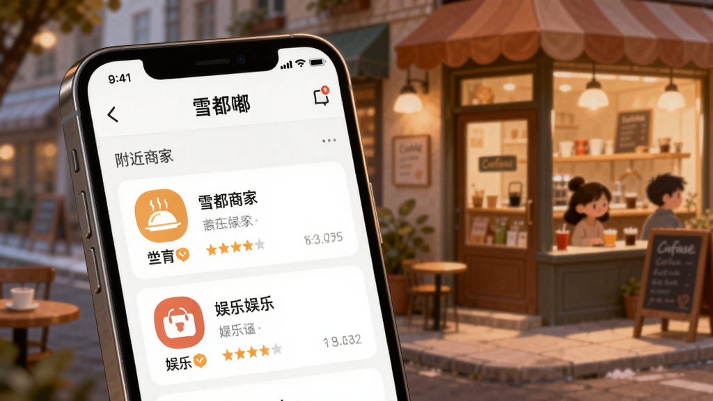 չʾ��ѩ��ཡ�APP����������Ӧ�ý��泡��������Ϊ�ֻ���Ļ��д����Ļ����ʾ�����̼��б�����������������ͼ��������Ǽ�����������ܰģ���Ľֽǿ��ȹ����̵��������ͼע��ǰ���뱳���Ĳ�θУ��廭���ϸ�壬ůɫ��Ϊ����͹��������Ϣ����������������������Ԫ��