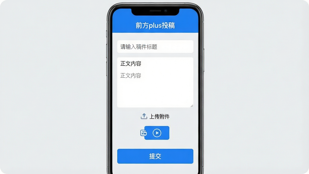 ���壺ǰ��plus�ֻ�Ӧ�á�Ͷ�塱���ܽ��棬չʾ�༭������ͼƬ��Ƶ��ť�����ύ����ť�����֣��ֻ�����������У��Ϸ��С�ǰ��plusͶ�塱���������Ű棺������ʽ������������������ť��ɫͻ������񣺱�ƽ����ƣ�ǳ�ұ�������ɫ����ť��ϸ�ڣ���������ʾ�������������⡱�����������ݡ�ռλ�����Լ����ϴ�������ͼ�ꣻ���ʣ��ɾ����޶���Ԫ��