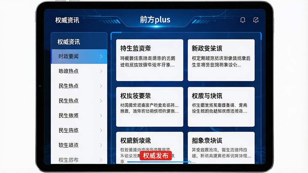 ���壺ǰ��plus������ƽ���豸��չʾ��Ȩ����Ѷ����飬�б�������ʱ��Ҫ�š����������ȵ㡱�ȷ��ࣻ���֣�ƽ���ţ������������Ҳ�����ժҪ��Ƭ���Ű棺�������������Ӵ֣�ժҪ������ʾ���������Ƽ��У���ɫ����װ�Σ�ϸ�ڣ���Ļ�Ϸ���ʾ��ǰ��plus���������·��С�Ȩ����������ɫ��ǩ�����ʣ��߷ֱ��ʣ��ɾ����޶���Ԫ��