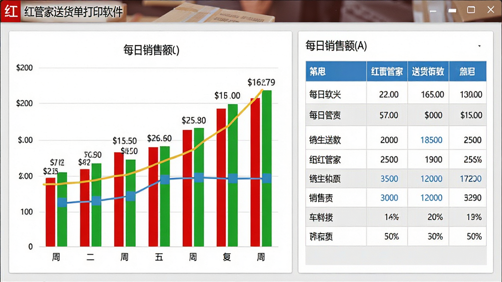 ���壺��ܼ��ͻ�����ӡ������ͳ�Ʊ������棬����״ͼ�ͱ�����ʽչʾÿ�����۶���֣�ͼ�����󣬱������ҡ��Ű棺���ݱ�ǩ��������ɫ������������񣬼�ࡣϸ�ڣ���Ļ�Ϸ��С���ܼ��ͻ�����ӡ��������������״ͼ��ʾһ�����ݡ����ʣ����壬�ɾ����޶���Ԫ�ء�