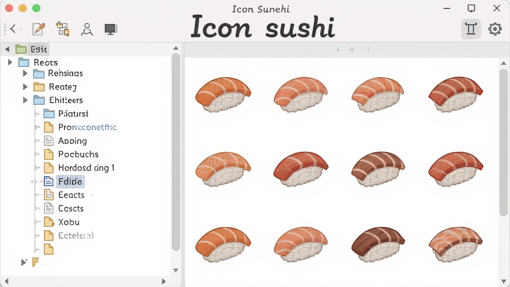 Icon sushi����������Ԥ��ͼ��չʾ���Ĺ�������ͼ���б����������������Ϊ�ļ������Ҳ�Ϊͼ��Ԥ�������������ǳɫ��ƽ����Ʒ��ϸ�ڷḻ�����ʸɾ����޶���Ԫ�أ�ͻ���������ơ�Icon sushi������