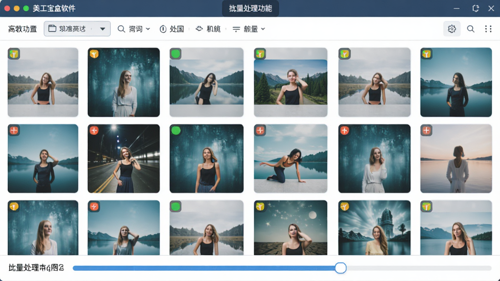 ���壺�����������������������ܽ��棬����ͼƬ������ͼ������ʽ���У��ײ���ʾ�������������������֣�����״���У��Ϸ�Ϊ�������������Ű棺����ͼ�������У������������ɼ�����񣺱�ƽ��UI��ƣ�ɫ��������죬���ָ�Ч�С�ϸ�ڣ�ÿ������ͼ���Ͻ��д���״̬��ǡ����ʣ��������ɾ����޶���Ԫ�ء�