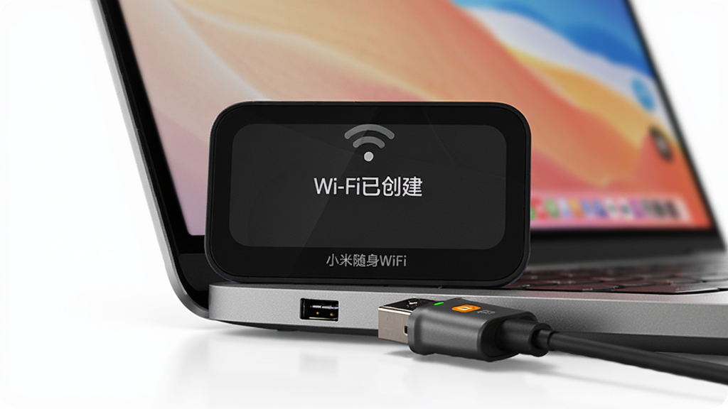 ���壺С������WiFi����ʼǱ�����USB�ӿڣ���Ļ��ʾ��Wi-Fi�Ѵ�������ʾ�����֣��豸��д���У�������Ļ�����黯���Ű棺�����࣬�С�С������WiFi�����������дʵ��ϸ�ڣ�USB�ӿڽ��������ź�ͼ�����𣬻��ʣ����壬�ɾ����޶���Ԫ��