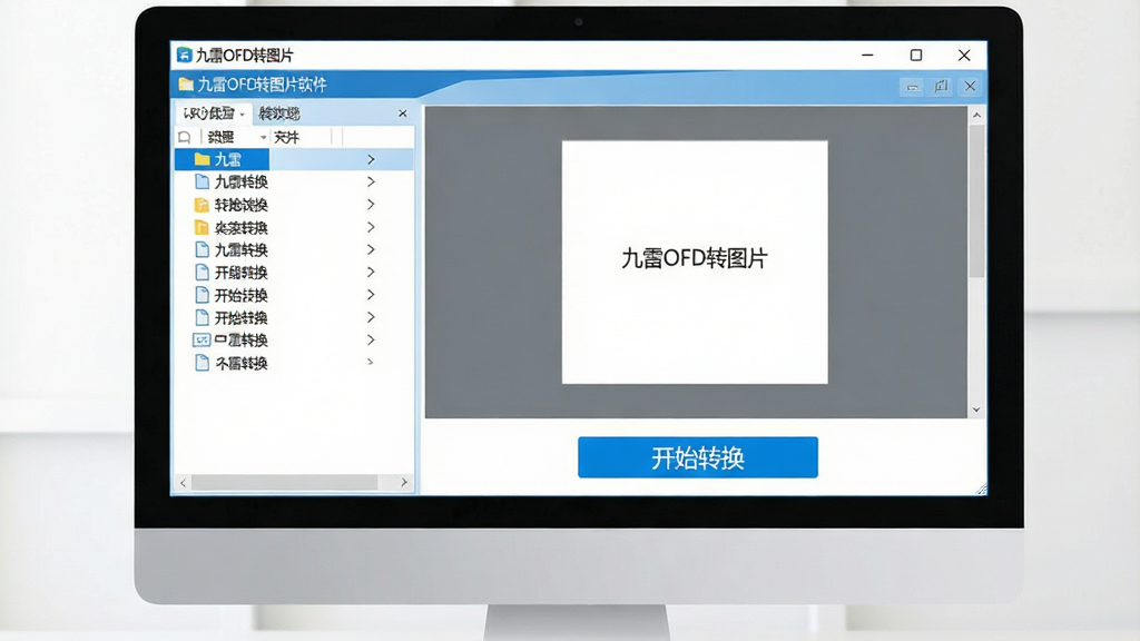 һ�Ÿɾ������ĵ������棬��Ļ����ʾ����OFDתͼƬ���������棬����������Ϊ��ɫ�������Ϊ�ļ��б����Ҳ�Ϊת��Ԥ�������·�����Ŀ�ġ���ʼת������ť�����岼�ּ������������ִ���ƽ�������ʸɾ����޶���Ԫ�أ�ͼƬ������������ʾΪ������OFDתͼƬ��