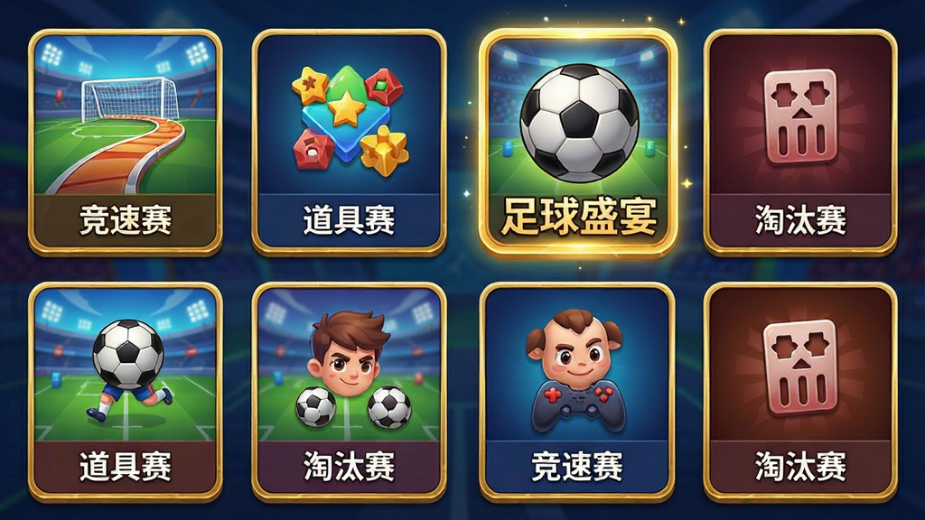 ���壺��Ϸ����չʾ�������淨ģʽ����ڿ�Ƭ�������У����С�����ʢ�硱ģʽͼ�귢�������֣�����������ҶԳƵĹ�����ƣ�ÿ����Ƭ�϶��ж�Ӧ�淨������ͼ�����ơ��Ű棺ͼ���·��С���������������������������̭���������ֱ�ǩ������ִ�UI��Ʒ��ɫ���������죬����Ԫ����Ŀ��ϸ�ڣ���Ƭ��Ե�о��µĽ�ɫ��ߣ�������ʢ�硱��Ƭ����һ��СС������ͼ�������ʣ����������ɾ����޶���Ԫ�أ��ʺ���Ϊ��Ϸ����ͼ��