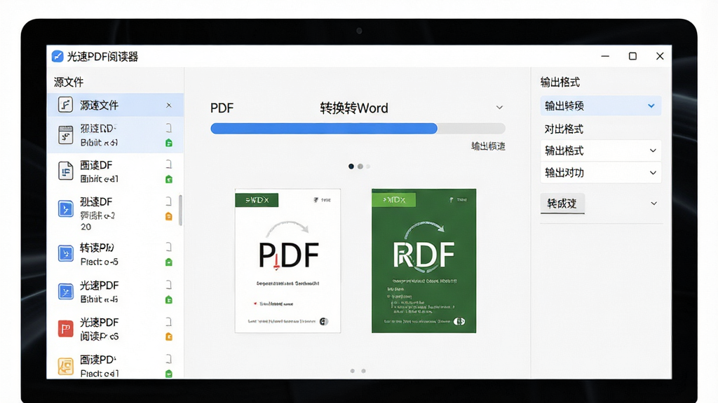 ����PDF�Ķ�����ʽת�����ܽ��棬����Ϊ������Ļ����ʾPDFתWord�Ľ������������Դ�ļ��б����Ҳ�Ϊ�����ʽѡ����ֹ������Ű����������������ϸ��չʾת���ɹ���ĶԱ��ļ������ʸɾ��������޶���Ԫ�أ��������Ͻ���ʾ������PDF�Ķ�����