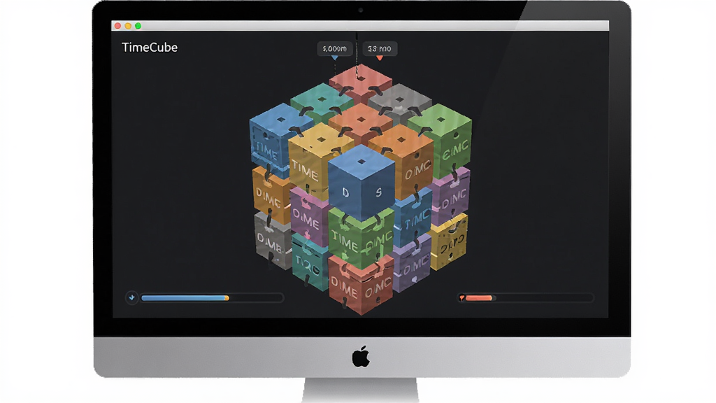 TimeCube����������չʾ������Ϊ���������Ļ�е�3D������ʱ��飬��������ɫ�������в�ɫ��������Ű���У����Ϊ�ִ���ƽ�������΢���ϸ��ͻ������ѻ��Ĳ�θ���ʱ������������ʸ��壬�ɾ��޶���Ԫ�أ��������ֱ�ע