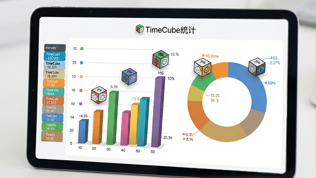 TimeCube����ͳ��ͼ�����棬����Ϊƽ�����չʾ��ɫ��״ͼ�뻷��ռ��ͼ���������Ϊʱ������б��Ҳ�Ϊͼ�����Ű���������������࣬ϸ��ͼ���ϸ�����������Сͼ�����ʱ�䵥λ�����ʸ��壬�ɾ��޶���Ԫ�أ�ͼ������Ϊ