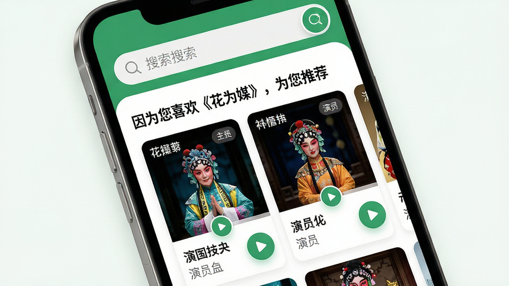 ���壺�����ֻ�����չʾ�����Ƽ�ҳ�棬ҳ�涥�����������·��ǡ���Ϊ��ϲ������Ϊý����Ϊ���Ƽ�������Ŀ��չʾ�˼�����Ŀ��Ƭ�����֣��ֻ�ռ�ݻ������壬����ṹ���������������Ƽ�λ��Ŀ���Ű棺�����б��뿨Ƭ��ϲ��֣�ͼ�Ĳ�ï������ִ���Լ��APP��������ɫ���ɫΪ��ɫ������ˬ���졣ϸ�ڣ��Ƽ���Ƭ�ϱ�ע����������Ļ����Ա�������Ű�ť���������ʣ����壬����ɾ����޶���Ԫ�ء�