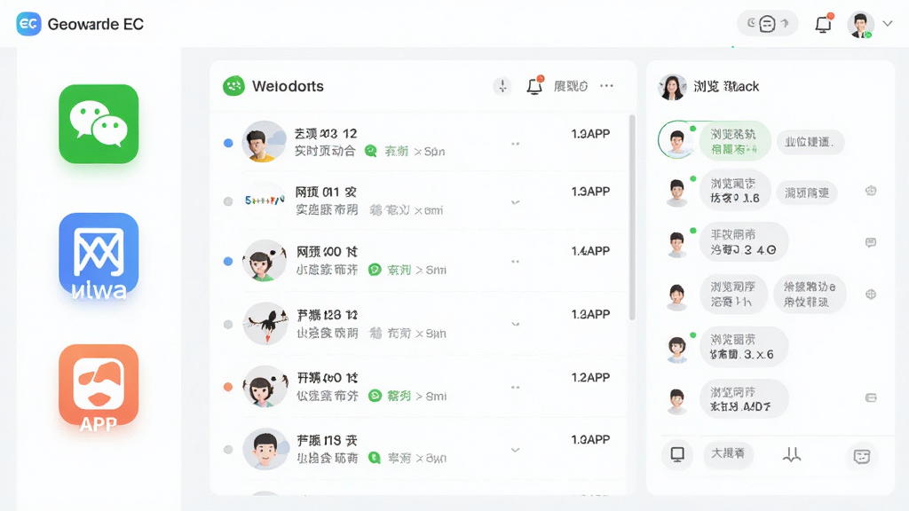 EC���߿ͷ��������ۺϽ��棬�����ʾ΢�š���ҳ��APP�ȶ������ͼ�꣬�м�Ϊͳһ�Ự�б����Ҳ�չʾ��ǰ�ÿ͵�����켣�����ݱ�ǩ��UI��Ʊ�ƽ����ɫ����ͣ�ͻ����Ϣʵʱͬ�����Ч���ϵĳ������ɾ��޶���Ԫ�أ��߻��ʡ�