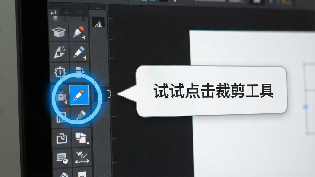 ������Ļ��д����ʾPhotoshop�������棬��๤����ĳ���߱�������ɫ��Ȧ���Ҳม�������Ե���ü����ߡ���ѧ���ݣ�����ɾ���UI��ƽ����񣬾۽�����ѧϰ�����������������޶���Ԫ��
