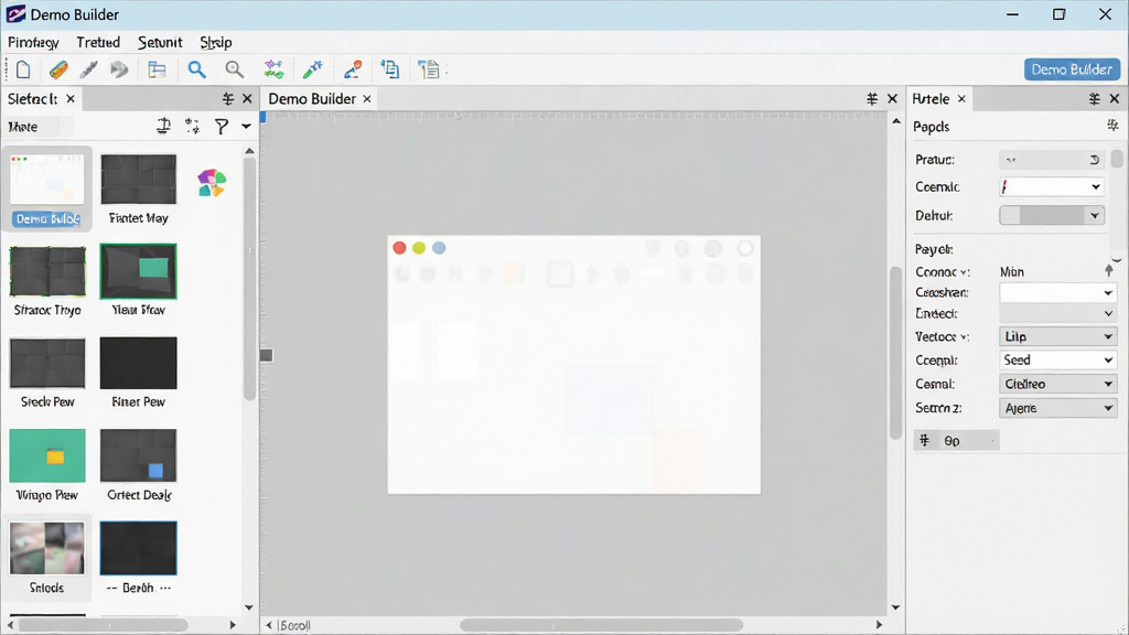 һ��չʾDemo Builder����������ĸ����ͼ�������������زĿ���塢�м仭���༭�����Ҳ�����������������Ϊ�˵������������岼�ּ����ˬ���������ơ�Demo Builder����ʾ�ڴ��ڱ�����������������ɫ��רҵ���ɾ��޶���Ԫ��