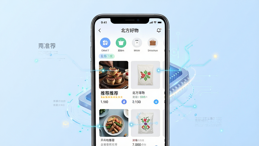 һ��չʾ���������APP�����Ƽ����ܵĽ������ͼ������Ϊ�ֻ���Ļ����Ļ��չʾ�Ÿ����û�ϲ���Ƽ��ĸ��Ի���Ʒ�б�������Ϊ�ֻ�������д����Ļ���������ɼ���������Ʒ����ͼ�����Ƽ���ǩ������ִ��Ҵ��е�׺�ĿƼ���Ԫ�أ�������࣬��ǳ��ɫ����Ϊ����ϸ����ͻ���Ƽ��㷨�ľ�׼�ԣ��б���ƷͼƬ�������ۣ����廭�ʸɾ����޶���Ԫ�ء�