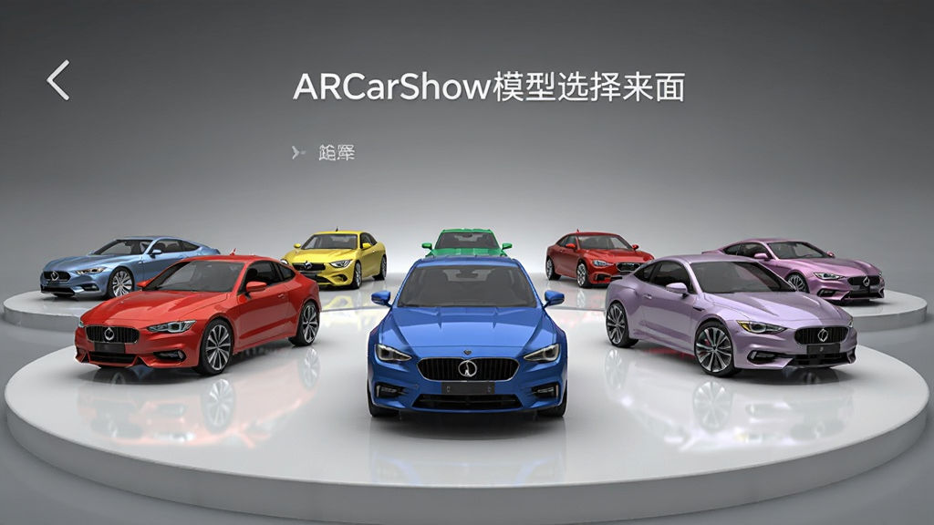 ARCarShowģ��ѡ����棬��ͬ��ɫ��������������չ̨�ϣ�����Ϊ�����ɫ�������࣬����������չʾ�ḻ���ɾ����࣬���ʸ�