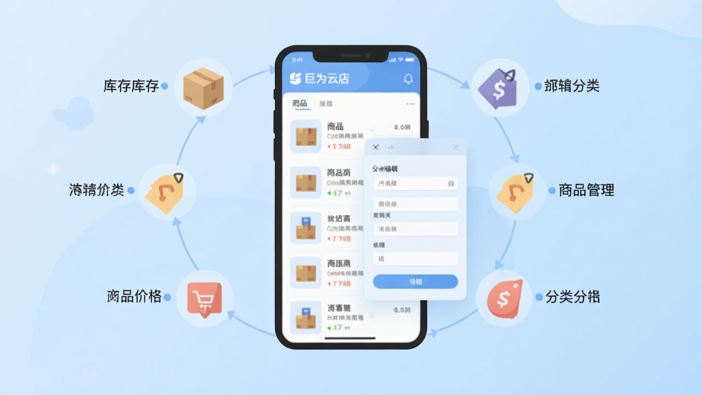 ��ƽ�廭��񣬾�Ϊ�Ƶ���Ʒ��������ʾ�⣬����������һ���Ŵ�������ֻ����棬��������ʾ��Ʒ�б��ͱ༭��������Χ�����Ŵ�����桢�۸񡢷����Сͼ�꣬����Ϊ����ɫ���䣬���ֲ������ҷ����Ű棬������ִ���ϸ�ڱ�ע���������ʸɾ����޶���Ԫ��