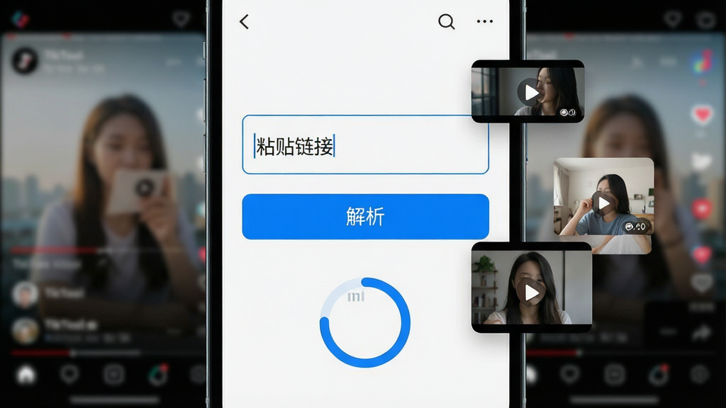 �ֻ���Ļ��д��ʾTikTool�������棬������ģ���Ķ���Ƶ���Ż��棬��Ļ������һ������������ڲ�����