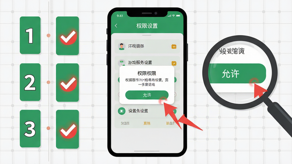 ���壺�ֻ�����������ʾС��Ϸ�������ò��裬��Ļ��ʾȨ�޵���������ѡ���б�����Χ�жԹ��ͼ�ͷָʾ��ǣ����֣��ֻ���Ļ���У�����в�����1-2-3���Ҳ��зŴ󾵲鿴ϸ�ڣ��Ű棺��������ֱ���У��������ˣ���񣺱�ƽ���廭�����ɫ���ɫ��ɫ����ָʾ���Ϊ��ɫ��ϸ�ڣ���Ļ�е����������ɶ�����ͷָ����������ť�������е���ɫ���񣻻��ʣ��ɾ��޶���Ԫ�أ����廭��