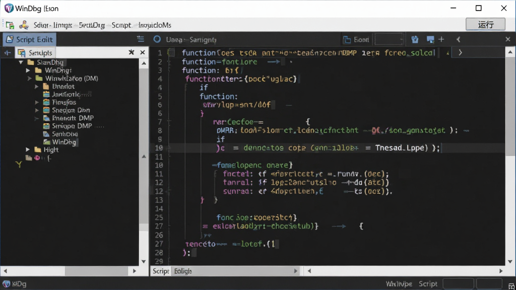 ���壺WinDbg �Ľű��༭���ڣ���ʾһ�� JavaScript ���롣���֣����Ϊ�ű��ļ������Ҳ�Ϊ����༭������������﷨�������Ű棺���ı༭�������Ϸ��С����С���ť������ִ����������߷��ϸ�ڣ������а�����function������if���ȹؼ��֣��ű�����Ϊ�Զ����� DMP �ļ���������档���ʣ��������ɾ����޶���Ԫ�ء�