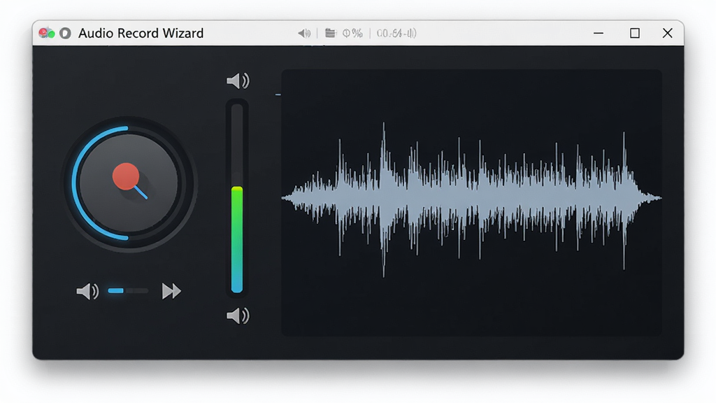 ����ΪAudio Record Wizard���������棬չʾ����¼����������벨��ͼ�������������Ű����򣬷���ִ��Ƽ��У�ϸ�ڰ���¼����ť������ָʾ�������ʸ���ɾ����޶���Ԫ��