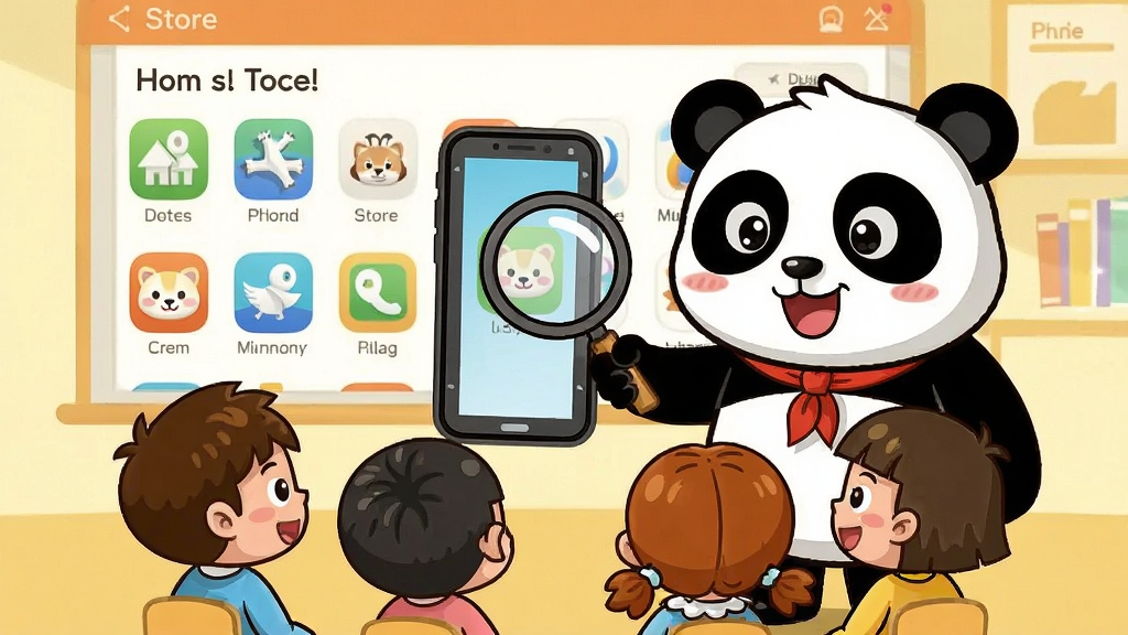 ��ͨ��è��ʦ���ڸ�һȺС���ѽ�����ΰ�װ�ֻ�Ӧ�ã�������Ӧ���̵���棬��è��ʦ�ֳַŴ󾵲鿴�ֻ���Ļ��������Χ��һȦ��������ܰ��ɫ��������2D��ͨ��񣬲������������ʸɾ����޶���Ԫ�ء�
