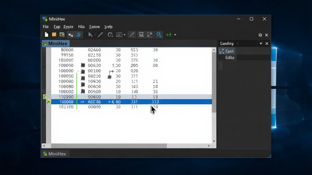 ���壺MiniHex��Windows���������еĽ�ͼ����ɫ����ͻ�����棻���֣��������ھ��У��˵��������������༭�������ɼ�����񣺱�ƽ����ƣ��ִ��У�ϸ�ڣ��༭����ʾһЩʮ���������֣�����һ�б���ɫ������ǣ����ָ����ͣ�����ʣ��߷ֱ��ʣ��������޶���Ԫ�ء�