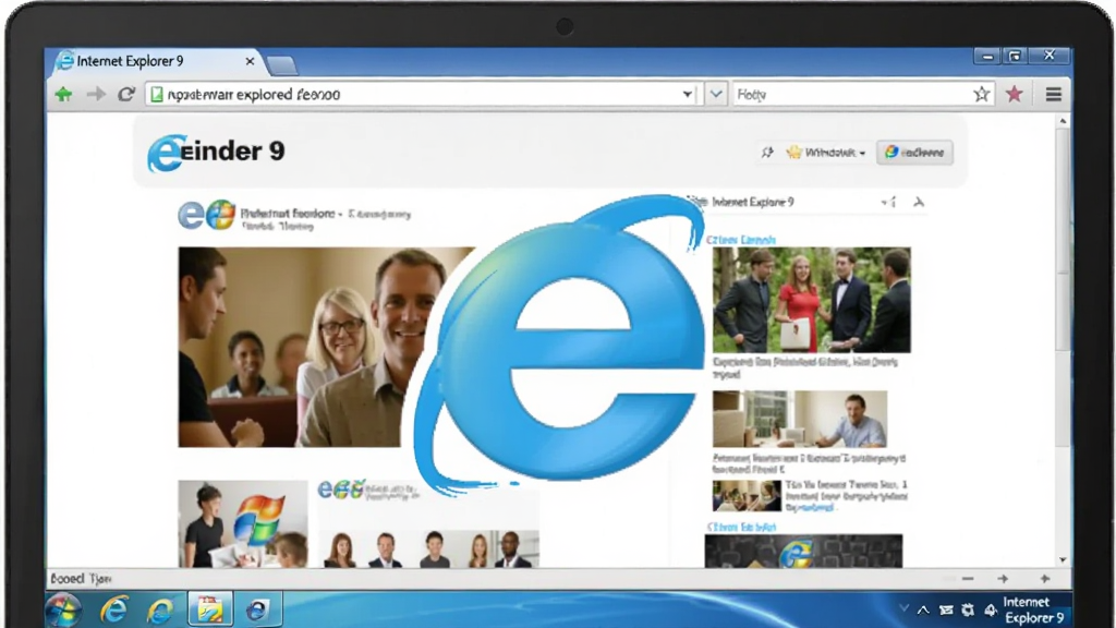 ͼƬ����ռλ��1����ʾһ̨����Windows 7ϵͳ�ıʼǱ����ԣ���Ļ�д�Internet Explorer 9����������棬��ɫeͼ�������ɼ�����������������ҳ����չʾ�ḻͼ�ģ�������дʵ����ͼ���У����������ɾ����޶���Ԫ��