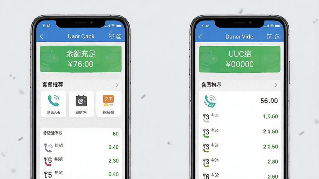 UUCall����绰�ʷ��ײ�չʾͼ�����ֻ�App�ڽ�ͼ��ʽ���֣�������ʾ�������㡱�����ײ��Ƽ���������ͨ�������б�������Ϊ�ɾ���ǳ��ɫ�����������������ɼ������дʵ�����ʸ��塣