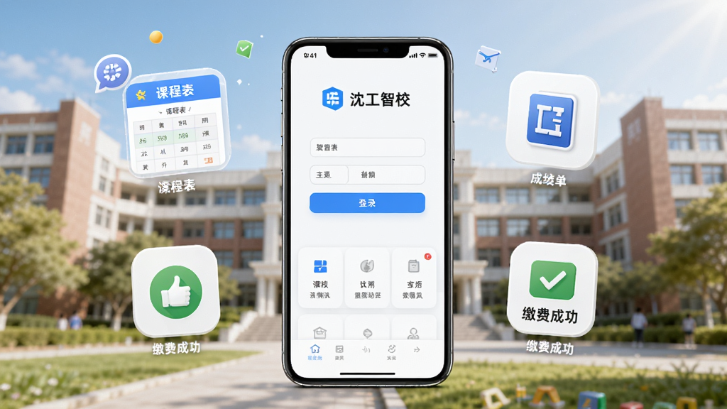 ����УAppʹ�ó���ͼ������������һ�������ֻ�����Ļչʾ��¼��������˵����ֻ���Χ�пγ̱����ɼ������ɷѳɹ���ͼ��Ư��������ΪУ԰��ѧ¥������������������ͻ��������У��Ʒ�����ƣ����ʸ���ɾ���