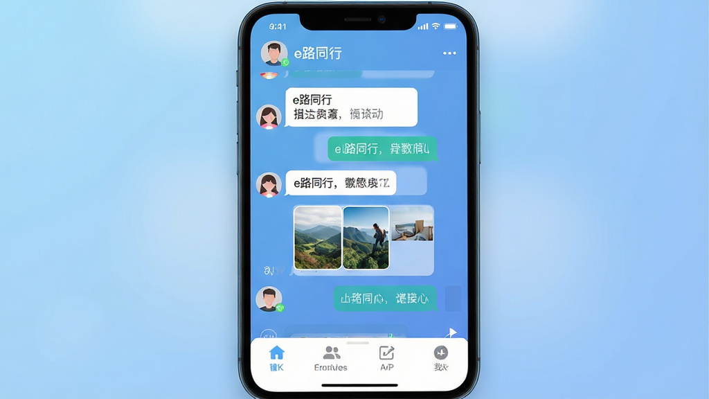 ���壺�ֻ���д����Ļռ�ݻ���󲿷֣�չʾ��e·ͬ�С�APP������Ի����档���֣���Ļ���У�����Ϊ��͵Ľ�����ɫ��ͻ���������ݡ��Ű棺������������ʾ�Ի�����ϵ��ͷ��͵ײ����ܰ�ť����񣺱�ƽ��UI��ƣ������ƶ����Ӿ�ϰ�ߣ�������ˬ��Լ��ϸ�ڣ��Ի������������ݺ�ͼƬ����ͼ��������ʾ��ϵ�����ơ����ʣ�4K���壬ɫ��׼ȷ�������޷���ѣ�⣬����ɾ����޶���Ԫ�ء�