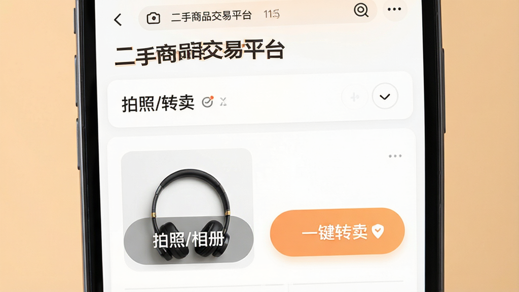 ���壺�ֻ���Ļչʾ������Ʒҳ�棬�С�����/��ᡱ��ť�͡�һ��ת������ڣ����֣��ֻ����У�����Ϊǳ��ɫ���Ű棺������࣬��ťԲ�󣻷������ʵ�÷磻ϸ�ڣ���Ļ���С�������Ʒ����ƽ̨���͡�һ��ת����������ʾ����ƷΪ���������ʣ�ϸ����Ⱦ���ɾ����޶���Ԫ��