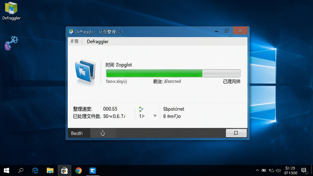 ���壺Defraggler����������Windows 10ϵͳ�����ϣ����ڽ�����Ƭ���������֣���������ռ����Ļ���룬��������ʾʣ��ʱ�䣬���������������������Ű棺����������ϵͳ�����ںϣ��·���ʾ�����ٶȺ��Ѵ����ļ��������дʵ���Windows 10���棬��ɫ����ϸ�ڣ����ڱ�������ʾ��Defraggler - �������� (C:)����������Ϊ��ɫ�����ʣ����壬�ɾ����޶���Ԫ�ء�