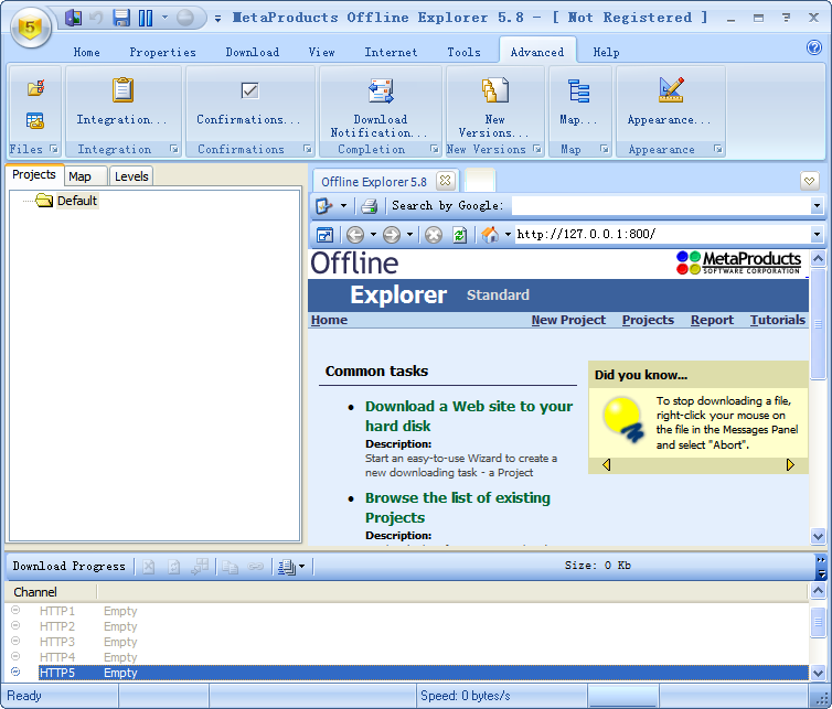 Offline Explorer5.0 ������ҳ�����