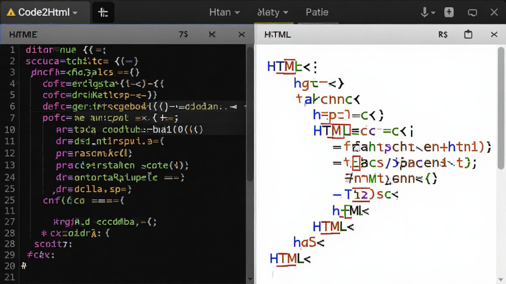 Code2Html�������������ʾ��ͼ��չʾ��ɫ�������Ҳ�����HTMLԴ��Աȣ�����������ɫ�����������ʸɾ��޶���Ԫ��
