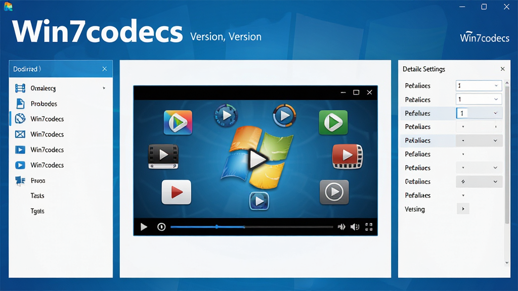 ���壺Win7codecs�����������װ���棬��������������ʾ��Win7codecs��������ʶ���汾��Ϣ������Ϊ�Ƽ�����ɫ���䡣���֣���������չʾ��Ƶ���Ŵ��ڣ����ж�����Ƶ��ʽͼ�껷�ơ��Ű棺���Ϊ�����б����Ҳ�Ϊ��ϸ����ѡ������Ű����������ִ���ƽ����ƣ�ɫ��������Ϊ����ͻ��רҵ�봿����ϸ�ڣ���Ƶ����������ͼ�����������������ơ�Win7codecs���԰�ɫ�����������Ͻǣ����ʸ��壬�ɾ����࣬�޶���Ԫ�ء�