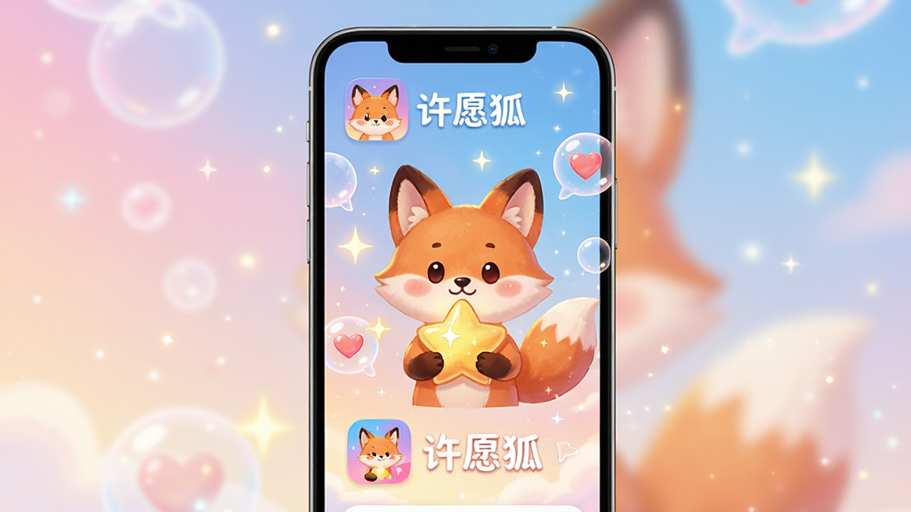 ��������������ϵ���Ϊ��������չʾһ����Ϊ����Ը�������ֻ�Ӧ�ý��棬��Ļ������һֻ�ɰ��Ŀ�ͨ����������һ����˸�����ǣ���ΧƯ������Ը���ݺ͹�㣬��������͵Ľ�����գ����ֲ����ֻ�����������д���Ű�ɾ�����������λã�ϸ����ͻ��Ӧ��ͼ��͡���Ը�������������廭�ʸ���ɾ����޶���Ԫ�ء�